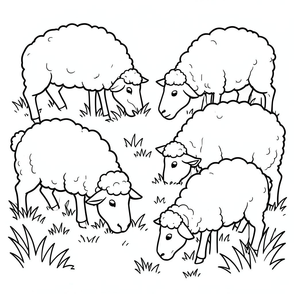 Nhiều con cừu ăn cỏ