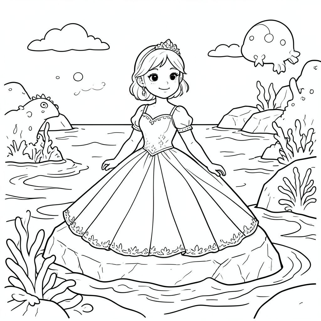 TẠO HÌNH ẢNH CHÂN THỰC CỦA CÔNG CHÚA HOA NHÀI TRÊN ĐÁ TRÊN BIỂN VỚI SINH VẬT BIỂN Ở HẬU CẢNH HÃY NHỚ ARIEL LÀ NÀNG TIÊN CÁ