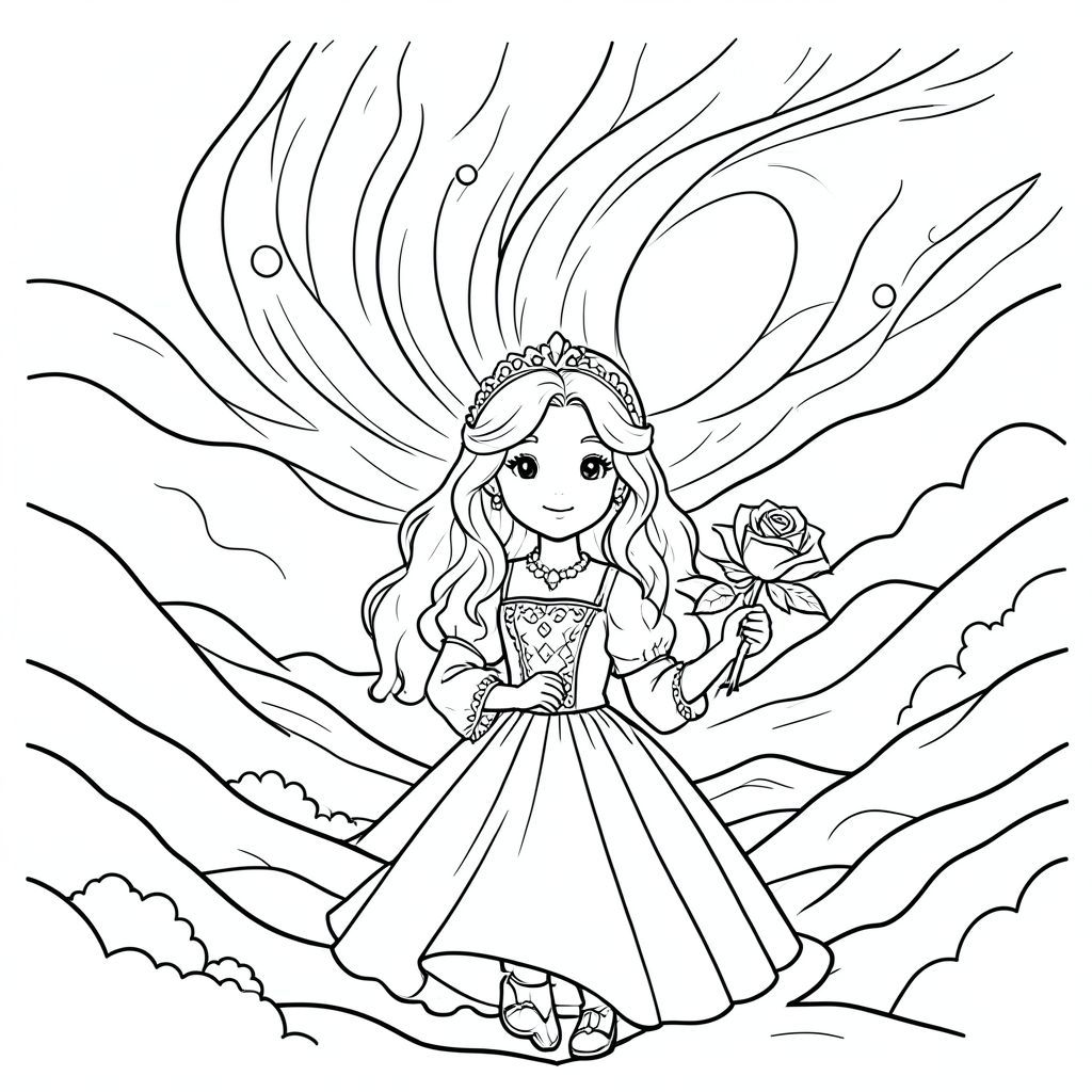 TẠO HÌNH ẢNH CHÂN THỰC CỦA CỰC QUANG VỚI MỘT BÔNG HỒNG TRÊN TAY SỬ DỤNG HÌNH ẢNH PHÙ HỢP CHO CÔNG CHÚA 
