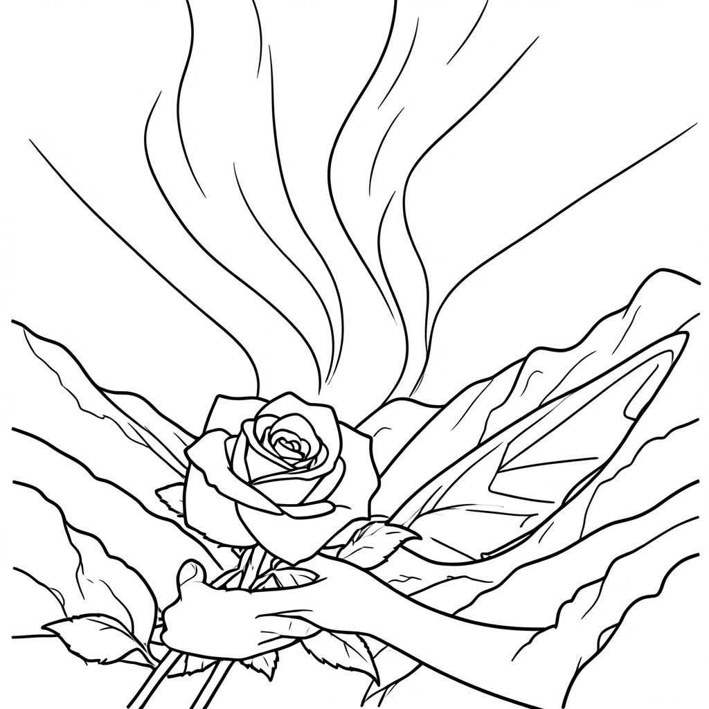 TẠO HÌNH ẢNH CỰC QUANG CHÂN THỰC VỚI HÌNH ẢNH FAIRYTAIL Ở HẬU CẢNH VỚI MỘT BÔNG HỒNG TRÊN TAY 