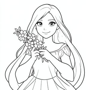 CREATE AN IMAGE OF THE DISNEY PRINCESS AURORA WITH A FLOWERS IN HER HANDS BE CREATIVE WITH THE IMAGE