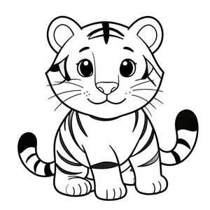 con hổ thân thiện dễ thương. Cung cấp cho tôi hình ảnh đầy màu sắc