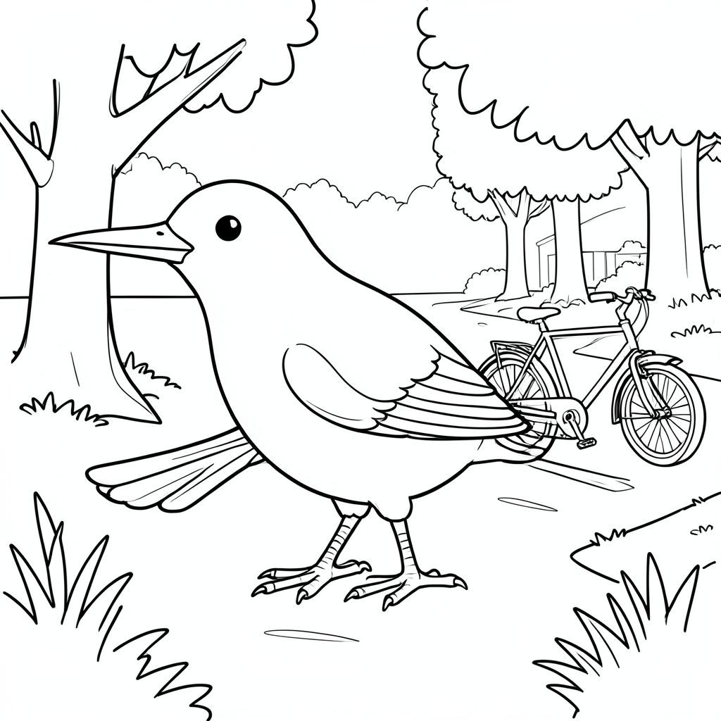 Độc mình, một con chim, một đầu, hai mắt, một mỏ, hai cánh, hai chân, một đuôi, tỷ lệ tự nhiên, quy mô thích hợp trong môi trường, đúng giải phẫu, chim, gỗ, con đường, yên tĩnh, xe đạp, công viên, ngoại ô, đơn giản, dọn dẹp, lý lịch, tuyến tính, trang màu, nghệ thuật đường, nền trắng, solo, chủ đề đơn, đúng giải phẫu, giải phẫu hoàn hảo