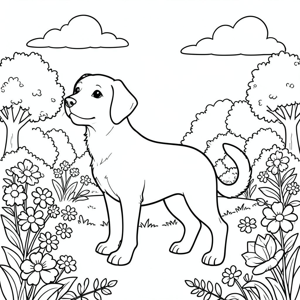 solo, chủ đề đơn, một đầu, hai mắt, hai tai, bốn chân, một đuôi, tỷ lệ tự nhiên, quy mô thích hợp trong môi trường, đúng giải phẫu,, công viên, vườn, hoa, tươi tốt, nắng, rõ ràng, Bầu trời, đám mây, cây cối, Tán lá, trang màu, nghệ thuật đường, nền trắng, Solo, chủ đề đơn, đúng về mặt giải phẫu, giải phẫu hoàn hảo