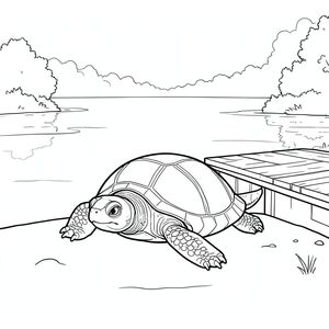 Độc lập, Rùa đơn, một đầu, hai mắt, bốn chân, một vỏ, một đuôi, bàn chân trên mặt đất vững chắc, tỷ lệ tự nhiên, quy mô thích hợp trong môi trường, đúng giải phẫu, rùa, hồ, bến tàu, điềm tĩnh, Nước, Bình minh, sương mù, trỗi dậy, mềm mại, rõ ràng, thanh thản, Trang màu, Nghệ thuật đường nét, nền trắng, Solo, chủ đề đơn, Đúng về mặt giải phẫu, Giải phẫu hoàn hảo