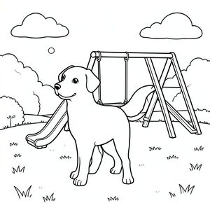 solo, chủ đề đơn, một đầu, hai mắt, hai tai, bốn chân, một đuôi, tỷ lệ tự nhiên, quy mô thích hợp trong môi trường, đúng giải phẫu,, sân chơi, xích đu, trượt, công viên cỏ, ánh sáng mặt trời, bầu trời quang đãng, bầu trời, nền đơn giản, đường sạch, hình minh họa, trang tô màu, nghệ thuật đường, nền trắng, solo, chủ đề đơn, đúng giải phẫu, giải phẫu hoàn hảo