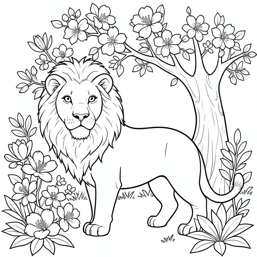 solo, chủ đề đơn, một đầu, hai mắt, hai tai, bốn chân, một đuôi, tỷ lệ tự nhiên, quy mô thích hợp trong môi trường, đúng giải phẫu, sư tử, Mộc lan, hoa, trắng, nở hoa, đầy đủ, tươi tốt, lý lịch, cây, lớn, độc thân, trang màu, nghệ thuật đường, nền trắng, solo, chủ đề đơn, đúng về mặt giải phẫu, giải phẫu hoàn hảo