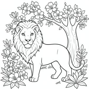 solo, chủ đề đơn, một đầu, hai mắt, hai tai, bốn chân, một đuôi, tỷ lệ tự nhiên, quy mô thích hợp trong môi trường, đúng giải phẫu, sư tử, Mộc lan, hoa, trắng, nở hoa, đầy đủ, tươi tốt, lý lịch, cây, lớn, độc thân, trang màu, nghệ thuật đường, nền trắng, solo, chủ đề đơn, đúng về mặt giải phẫu, giải phẫu hoàn hảo