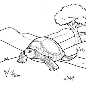 solo, rùa đơn, một đầu, hai mắt, bốn chân, một vỏ, một đuôi, bàn chân trên mặt đất vững chắc, tỷ lệ tự nhiên, quy mô thích hợp trong môi trường, đúng giải phẫu, rùa, đỉnh đồi, cây, thung lũng, toàn cảnh, đơn giản, dọn dẹp, lý lịch, tinh khiết, không điền, trang màu, nghệ thuật đường, nền trắng, solo, chủ đề đơn, đúng về mặt giải phẫu, giải phẫu hoàn hảo