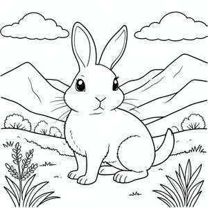 solo, chủ đề đơn, một đầu, hai mắt, hai tai, bốn chân, một đuôi, tỷ lệ tự nhiên, quy mô thích hợp trong môi trường, đúng giải phẫu, thỏ, Heather, đồng hoang, núi, sương mù, mây, ánh sáng mặt trời, phong cảnh, đơn giản, sạch sẽ, yên tĩnh, tô màu, nghệ thuật đường, nền trắng, solo, chủ đề đơn, đúng về mặt giải phẫu, giải phẫu hoàn hảo