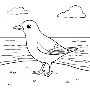 Độc lập, một con chim, một đầu, hai mắt, một mỏ, hai cánh, hai chân, một đuôi, tỷ lệ tự nhiên, quy mô thích hợp trong môi trường, đúng giải phẫu, chim, Bãi biển cát, cát, Nước, bầu trời quang đãng, ánh sáng mặt trời, sóng, bờ biển, nhỏ, đơn giản, dọn dẹp, trang màu, nghệ thuật đường, nền trắng, solo, chủ đề đơn, đúng giải phẫu, giải phẫu hoàn hảo