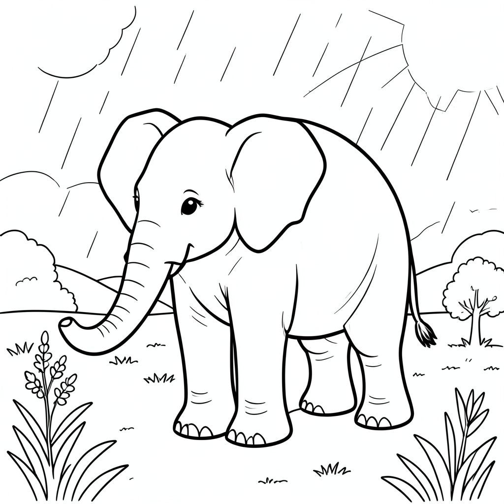 Độc lập, một con voi, một đầu, hai mắt, hai tai lớn, một thân cây, bốn chân, một đuôi, chân trên mặt đất vững chắc, tỷ lệ tự nhiên, quy mô thích hợp trong môi trường, đúng về mặt giải phẫu, voi, cánh đồng, mưa mùa xuân, ánh sáng mặt trời, nền đơn giản, dọn dẹp, tinh khiết, hình minh họa, sách truyện, đơn giản, trang màu, nghệ thuật đường, nền trắng, solo, chủ đề đơn, đúng giải phẫu, giải phẫu hoàn hảo