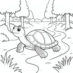 solo, rùa đơn, một đầu, hai mắt, bốn chân, một vỏ, một đuôi, bàn chân trên nền đất vững chắc, tỷ lệ tự nhiên, quy mô thích hợp trong môi trường, đúng về mặt giải phẫu, rùa, rừng, con đường, quanh co, yên tĩnh, ngoại ô, công viên, tán lá, cây cối, nhỏ, đơn giản, trang màu, nghệ thuật đường, nền trắng, solo, chủ đề đơn, chính xác về mặt giải phẫu, giải phẫu hoàn hảo