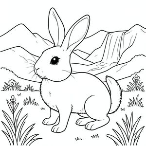 solo, chủ đề đơn, một đầu, hai mắt, hai tai, bốn chân, một đuôi, tỷ lệ tự nhiên, quy mô thích hợp trong môi trường, đúng giải phẫu, thỏ, núi, đồng cỏ, xa, thác nước, trong sáng, ánh sáng mặt trời, đơn giản, sạch sẽ, lý lịch, tô màu, nghệ thuật đường, nền trắng, solo, chủ đề đơn, đúng giải phẫu, giải phẫu hoàn hảo