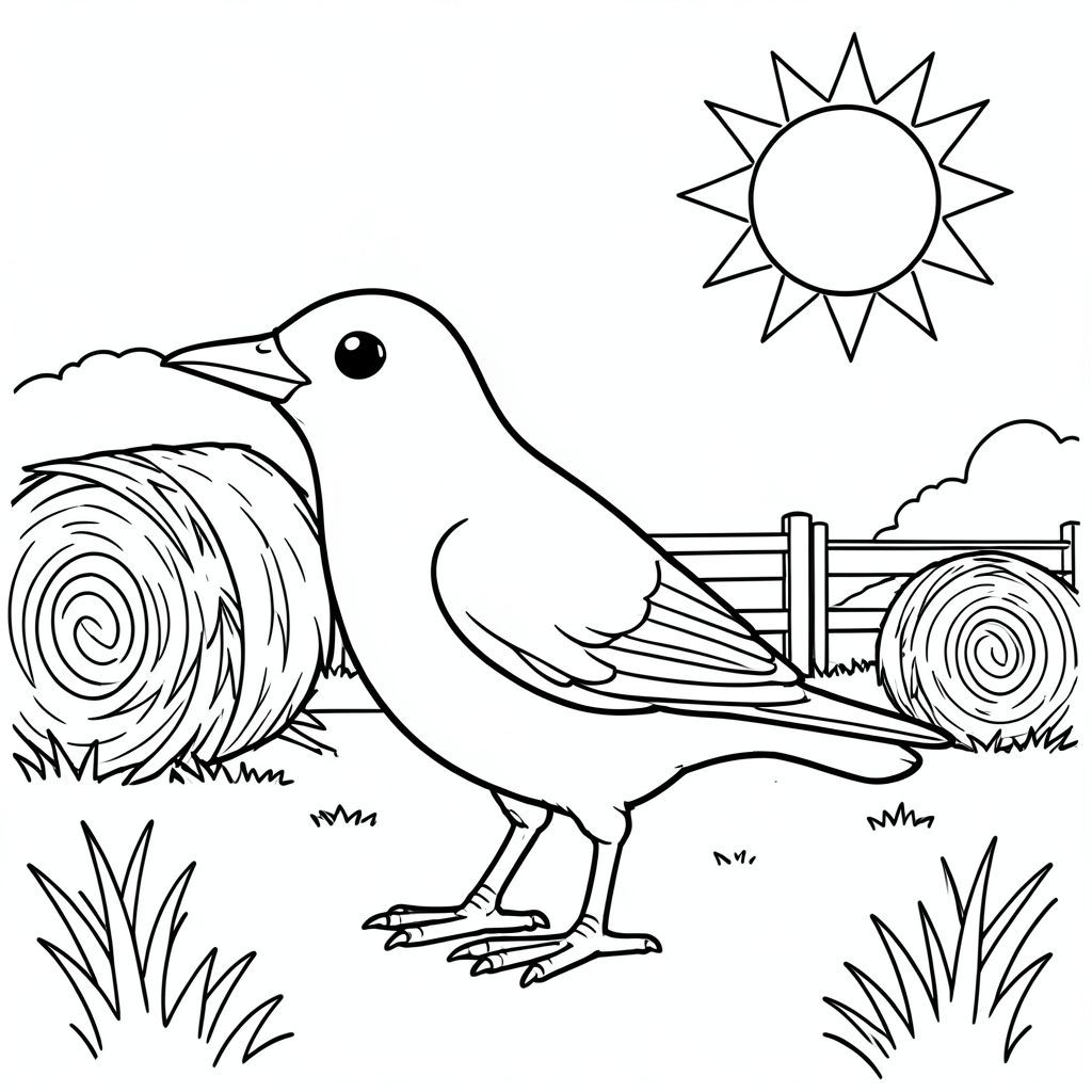 Độc lập, một con chim, một đầu, hai mắt, một mỏ, hai cánh, hai chân, một đuôi, tỷ lệ tự nhiên, quy mô thích hợp trong môi trường, đúng giải phẫu, chim, mặt trời, ngoài trời, ổn định, cỏ khô kiện hàng, bãi cỏ, cỏ, đơn giản, sạch sẽ, lý lịch, rõ ràng, tô màu, nghệ thuật đường, nền trắng, solo, chủ đề đơn, chính xác về mặt giải phẫu, giải phẫu hoàn hảo