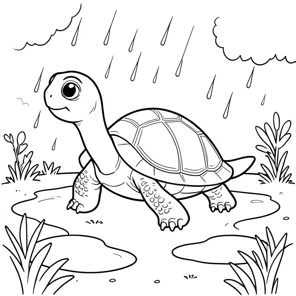 solo, rùa đơn, một đầu, hai mắt, bốn chân, một vỏ, một đuôi, bàn chân trên mặt đất vững chắc, tỷ lệ tự nhiên, quy mô thích hợp trong môi trường, đúng giải phẫu, rùa, Mưa, vũng nước, con đường vườn, yên tĩnh, đơn giản, sạch sẽ, nhỏ, thuần khiết, sách truyện, ngây thơ, trang màu, nghệ thuật đường, nền trắng, solo, chủ đề đơn, đúng giải phẫu, giải phẫu hoàn hảo