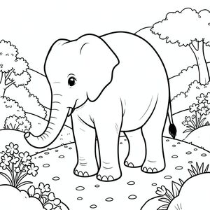 solo, một con voi, một đầu, hai mắt, hai tai lớn, một thân cây, bốn chân, một đuôi, bàn chân trên nền vững chắc, tỷ lệ tự nhiên, quy mô thích hợp trong môi trường, đúng về mặt giải phẫu, voi, Đường sỏi, khu vườn yên bình, nền đơn giản, môi trường sạch sẽ, vườn Nhật Bản, nhỏ, sách truyện, tinh khiết, dòng sạch, trang màu, nghệ thuật đường, nền trắng, solo, chủ đề đơn, đúng giải phẫu, giải phẫu hoàn hảo