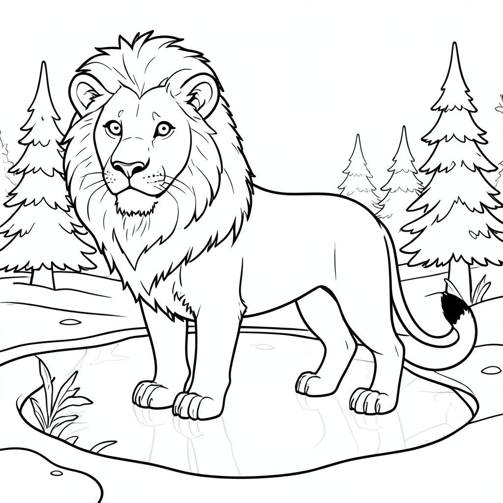 solo, chủ đề đơn, một đầu, hai mắt, hai tai, bốn chân, một đuôi, tỷ lệ tự nhiên, quy mô thích hợp trong môi trường, đúng giải phẫu, sư tử, Băng, ao, tuyết, thường xanh, mùa đông, rõ ràng, lạnh, phản chiếu, mịn, đóng băng, trang màu, nghệ thuật đường, nền trắng, solo, chủ đề đơn, đúng về mặt giải phẫu, giải phẫu hoàn hảo