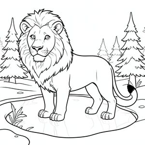 solo, chủ đề đơn, một đầu, hai mắt, hai tai, bốn chân, một đuôi, tỷ lệ tự nhiên, quy mô thích hợp trong môi trường, đúng giải phẫu, sư tử, Băng, ao, tuyết, thường xanh, mùa đông, rõ ràng, lạnh, phản chiếu, mịn, đóng băng, trang màu, nghệ thuật đường, nền trắng, solo, chủ đề đơn, đúng về mặt giải phẫu, giải phẫu hoàn hảo