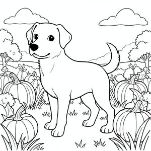 solo, chủ đề đơn, một đầu, hai mắt, hai tai, bốn chân, một đuôi, tỷ lệ tự nhiên, quy mô thích hợp trong môi trường, đúng về mặt giải phẫu, chó, Miếng vá bí ngô, mùa thu, buổi sáng, bầu, cánh đồng, cỏ, ánh sáng mặt trời, rõ ràng, bầu trời, đơn giản, tô màu, nghệ thuật đường, nền trắng, solo, chủ đề đơn, đúng giải phẫu, giải phẫu hoàn hảo