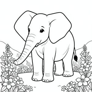 solo, một con voi, một đầu, hai mắt, hai tai lớn, một thân cây, bốn chân, một đuôi, bàn chân trên nền đất vững chắc, tỷ lệ tự nhiên, quy mô thích hợp trong môi trường, đúng về mặt giải phẫu, voi, Hoa mặt trăng, hoàng hôn, hoa trắng, vườn, hoa, mềm, nền đơn giản, dọn dẹp, manga, tinh khiết, trang tô màu, nghệ thuật đường, nền trắng, solo, chủ đề đơn, đúng giải phẫu, giải phẫu hoàn hảo