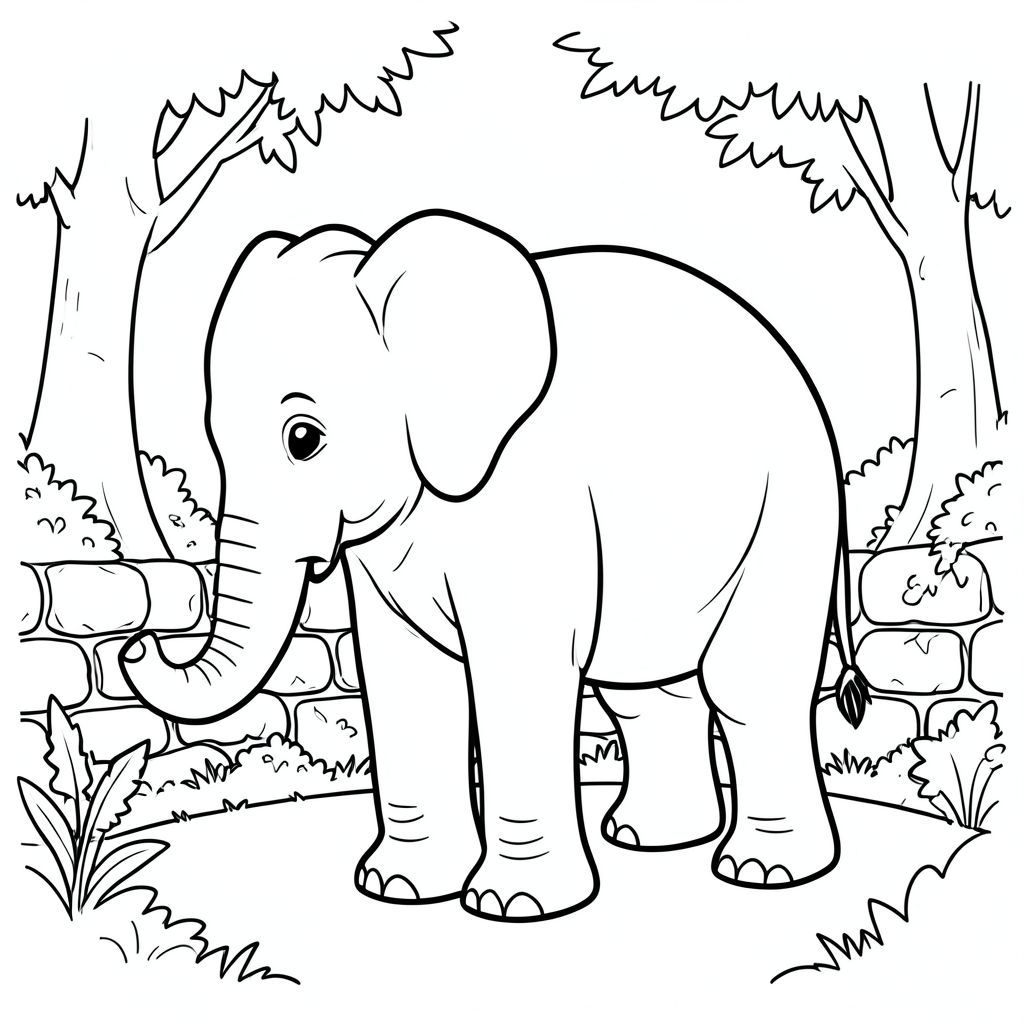 solo, một con voi, một đầu, hai mắt, hai tai lớn, một thân cây, bốn chân, một đuôi, chân trên mặt đất vững chắc, tỷ lệ tự nhiên, quy mô thích hợp trong môi trường, đúng về mặt giải phẫu, voi, rêu, bức tường đá, thung lũng trong rừng, yên tĩnh, đơn giản, sạch sẽ, đất, tuyến tính, khắc, nhỏ, trang màu, nghệ thuật đường, nền trắng, solo, chủ đề đơn, đúng về mặt giải phẫu, giải phẫu hoàn hảo