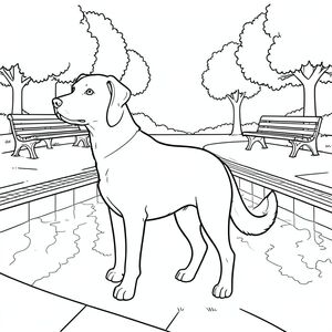 solo, chủ đề đơn, một đầu, hai mắt, hai tai, bốn chân, một đuôi, tỷ lệ tự nhiên, quy mô thích hợp trong môi trường, đúng giải phẫu,, hồ bơi, công viên tưởng niệm, băng ghế, yên tĩnh, phản chiếu, dọn dẹp, đơn giản, lý lịch, phong cảnh, cây cối, trang tô màu, nghệ thuật đường, nền trắng, solo, chủ đề đơn, đúng về mặt giải phẫu, giải phẫu hoàn hảo