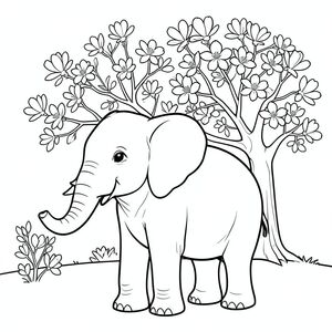 solo, một con voi, một đầu, hai mắt, hai tai lớn, một thân cây, bốn chân, một đuôi, bàn chân trên mặt đất vững chắc, tỷ lệ tự nhiên, quy mô thích hợp trong môi trường, đúng về mặt giải phẫu, voi, Mộc lan, hoa, trắng, nở hoa, đầy, cây, lớn, đơn giản, dọn dẹp, lý lịch, trang tô màu, nghệ thuật đường, nền trắng, solo, chủ đề đơn, đúng giải phẫu, giải phẫu hoàn hảo