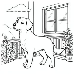 solo, chủ đề đơn, một đầu, hai mắt, hai tai, bốn chân, một đuôi, tỷ lệ tự nhiên, quy mô thích hợp trong môi trường, đúng giải phẫu,, Ban công, cửa sổ, thực vật, vườn, ánh sáng mặt trời, bầu trời quang đãng, đơn giản, sạch sẽ, yên bình, yên tĩnh, trang màu, nghệ thuật đường, nền trắng, solo, chủ đề đơn, đúng về mặt giải phẫu, giải phẫu hoàn hảo