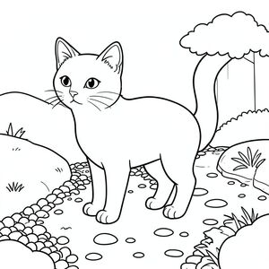 solo, chủ đề đơn, một đầu, hai mắt, hai tai, bốn chân, một đuôi, tỷ lệ tự nhiên, quy mô thích hợp trong môi trường, đúng giải phẫu, con mèo, Đường sỏi, con đường, đơn giản, sạch sẽ, yên bình, vườn Nhật Bản, nhỏ, lý lịch, đường thẳng, thẳng, trang màu, nghệ thuật đường, nền trắng, solo, chủ đề đơn, đúng về giải phẫu, giải phẫu hoàn hảo