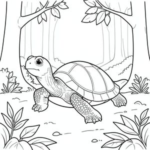 solo, rùa đơn, một đầu, hai mắt, bốn chân, một vỏ, một đuôi, bàn chân trên mặt đất vững chắc, tỷ lệ tự nhiên, quy mô thích hợp trong môi trường, đúng giải phẫu, rùa, rừng, ánh sáng mặt trời, lốm đốm, sàn rừng, lá, chi nhánh, bầu trời quang đãng, nền đơn giản, dọn dẹp, tuyến tính, trang màu, nghệ thuật đường, nền trắng, solo, chủ đề đơn, đúng giải phẫu, giải phẫu hoàn hảo