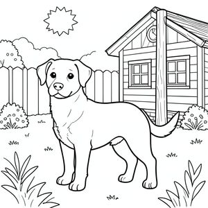 solo, chủ đề đơn, một đầu, hai mắt, hai tai, bốn chân, một đuôi, tỷ lệ tự nhiên, quy mô thích hợp trong môi trường, đúng giải phẫu,, nhà gỗ, cực, vườn, sân sau, nắng, rõ ràng, đơn giản, dọn dẹp, lý lịch, phong cảnh, trang màu, nghệ thuật đường, nền trắng, solo, chủ đề đơn, đúng về mặt giải phẫu, giải phẫu hoàn hảo