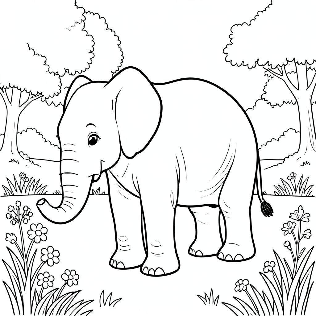 solo, một con voi, một đầu, hai mắt, hai tai lớn, một thân cây, bốn chân, một đuôi, bàn chân trên nền vững chắc, tỷ lệ tự nhiên, quy mô thích hợp trong môi trường, đúng về mặt giải phẫu, voi, Gỗ dại, dọn dẹp, Hoa dại, cỏ, nền đơn giản, môi trường sạch sẽ, mềm mại, tự nhiên, đường chân trời, cây cối, trang màu, nghệ thuật đường, nền trắng, Solo, chủ đề đơn, đúng giải phẫu, giải phẫu hoàn hảo