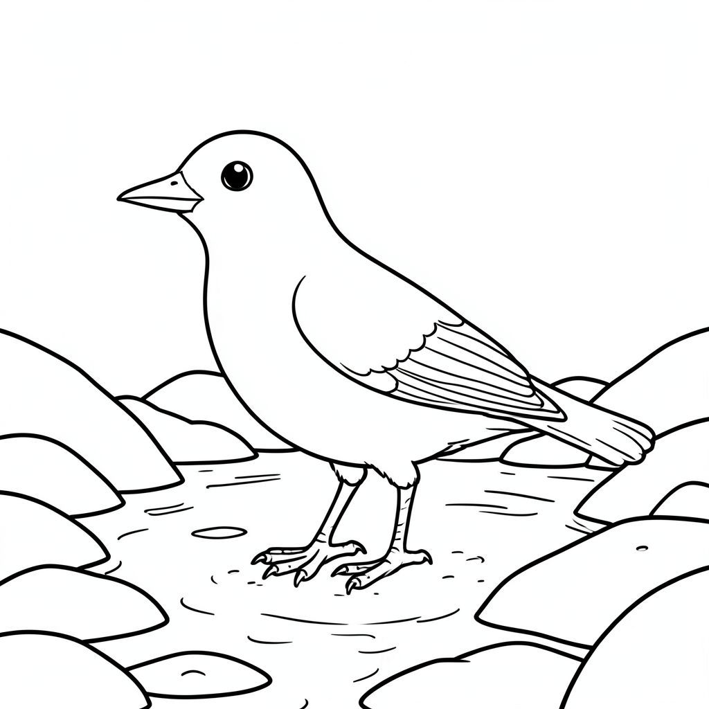 Độc mình, một con chim, một đầu, hai mắt, một mỏ, hai cánh, hai chân, một đuôi, tỷ lệ tự nhiên, quy mô thích hợp trong môi trường, đúng giải phẫu, chim, giường lạch, đá, nước, nông, nhỏ giọt, ánh sáng mặt trời, đơn giản, dọn dẹp, lý lịch, đá, tô màu, nghệ thuật đường, nền trắng, solo, chủ đề đơn, chính xác về mặt giải phẫu, giải phẫu hoàn hảo