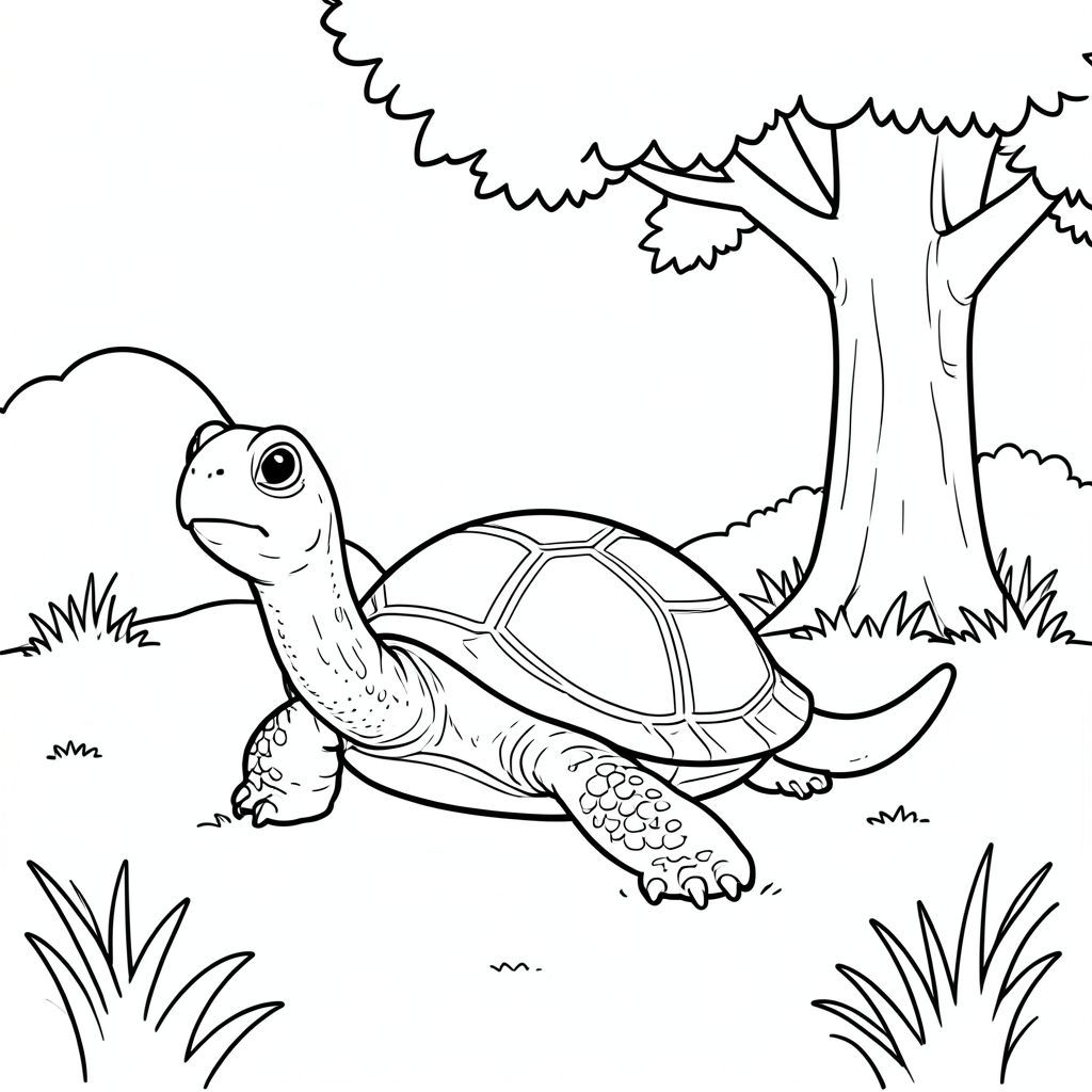 Độc lập, Rùa đơn, một đầu, hai mắt, bốn chân, một vỏ, một đuôi, bàn chân trên mặt đất vững chắc, tỷ lệ tự nhiên, quy mô thích hợp trong môi trường, đúng giải phẫu, rùa, đồng cỏ, cây sồi, bóng râm, nền đơn giản, dọn dẹp, nhỏ, thuần khiết, sách truyện, đơn giản, lý lịch, trang tô màu, nghệ thuật đường, nền trắng, solo, chủ đề đơn, đúng giải phẫu, giải phẫu hoàn hảo