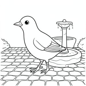 Độc lập, một con chim, một đầu, hai mắt, một mỏ, hai cánh, hai chân, một đuôi, tỷ lệ tự nhiên, quy mô thích hợp trong môi trường, đúng giải phẫu, chim, Đài phun nước, sân, Đá cuội, nhỏ, đơn giản, dọn dẹp, lý lịch, đá, con đường, nhỏ, trang tô màu, nghệ thuật đường, nền trắng, solo, chủ đề đơn, chính xác về mặt giải phẫu, giải phẫu hoàn hảo