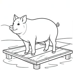 solo, chủ đề đơn, một đầu, hai mắt, hai tai, bốn chân, một đuôi, tỷ lệ tự nhiên, quy mô thích hợp trong môi trường, đúng giải phẫu, Con lợn, vịnh, bến tàu bằng gỗ, nước lặng, nền đơn giản, môi trường sạch sẽ, nhỏ, độc thân, sách truyện, thuần khiết, trang màu, nghệ thuật đường, nền trắng, solo, chủ đề đơn, đúng về mặt giải phẫu, giải phẫu hoàn hảo