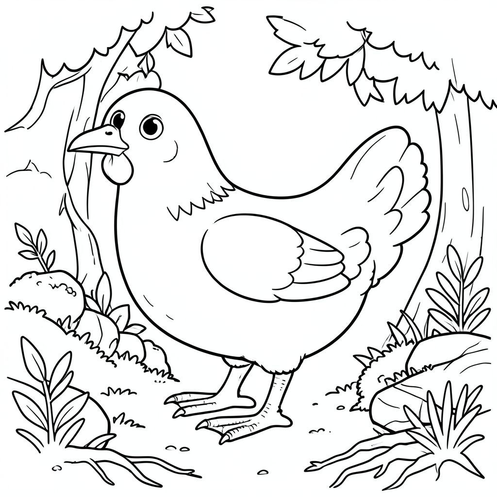 solo, một con chim, một đầu, hai mắt, một mỏ, hai cánh, hai chân, một đuôi, tỷ lệ tự nhiên, quy mô thích hợp trong môi trường, đúng giải phẫu, gà, rêu, bức tường đá, rừng thung lũng, yên tĩnh, đơn giản, sạch sẽ, đất, rễ, tán lá, nhỏ, trang tô màu, nghệ thuật đường, nền trắng, solo, chủ đề đơn, chính xác về mặt giải phẫu, giải phẫu hoàn hảo