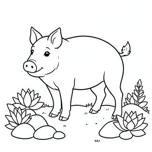 solo, chủ đề đơn, một đầu, hai mắt, hai tai, bốn chân, một đuôi, tỷ lệ tự nhiên, quy mô thích hợp trong môi trường, đúng giải phẫu, Con lợn, đá, xương rồng, đá mịn, vườn, nhỏ, đơn giản, sạch sẽ, lý lịch, tinh khiết, đơn giản, trang màu, nghệ thuật đường, nền trắng, solo, chủ đề đơn, đúng về mặt giải phẫu, giải phẫu hoàn hảo