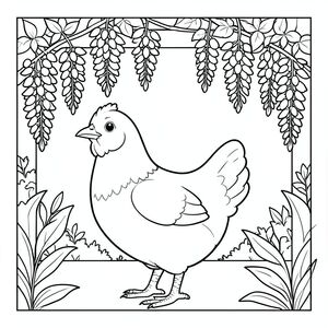 solo, một con chim, một đầu, hai mắt, một mỏ, hai cánh, hai chân, một đuôi, tỷ lệ tự nhiên, quy mô thích hợp trong môi trường, đúng về mặt giải phẫu, Gà, Mỗi giàn che, tử đằng, nở hoa, Cụm treo, vườn, đơn giản, dọn dẹp, lý lịch, Tán lá, Dọc, Trang màu, nghệ thuật đường, nền trắng, Solo, chủ đề đơn, chính xác về mặt giải phẫu, Giải phẫu hoàn hảo