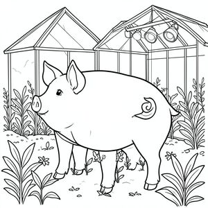 solo, chủ đề đơn, một đầu, hai mắt, hai tai, bốn chân, một đuôi, tỷ lệ tự nhiên, quy mô thích hợp trong môi trường, đúng giải phẫu, con lợn, nhà kính, cây con, phát triển đèn, ánh sáng mặt trời, đơn giản, sạch sẽ, trong nhà, nông thôn, lý lịch, tán lá, trang màu, nghệ thuật đường, nền trắng, solo, chủ đề đơn, chính xác về mặt giải phẫu, giải phẫu hoàn hảo