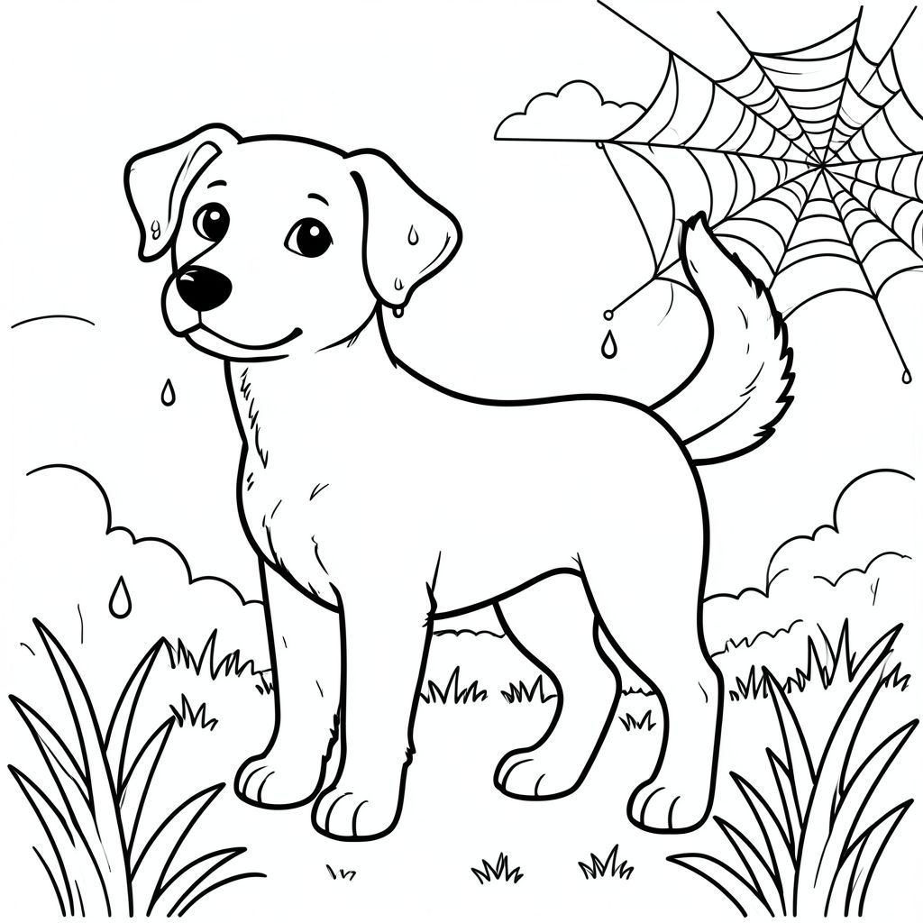 solo, chủ đề đơn, một đầu, hai mắt, hai tai, bốn chân, một đuôi, tỷ lệ tự nhiên, quy mô thích hợp trong môi trường, đúng giải phẫu,, giọt sương, mạng nhện, cỏ, ánh sáng mặt trời, bầu trời quang đãng, nền đơn giản, dọn dẹp, mộc bản, sách truyện, tinh khiết, trang màu, nghệ thuật đường, nền trắng, solo, chủ đề đơn, đúng giải phẫu, giải phẫu hoàn hảo