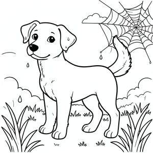 solo, chủ đề đơn, một đầu, hai mắt, hai tai, bốn chân, một đuôi, tỷ lệ tự nhiên, quy mô thích hợp trong môi trường, đúng giải phẫu,, giọt sương, mạng nhện, cỏ, ánh sáng mặt trời, bầu trời quang đãng, nền đơn giản, dọn dẹp, mộc bản, sách truyện, tinh khiết, trang màu, nghệ thuật đường, nền trắng, solo, chủ đề đơn, đúng giải phẫu, giải phẫu hoàn hảo