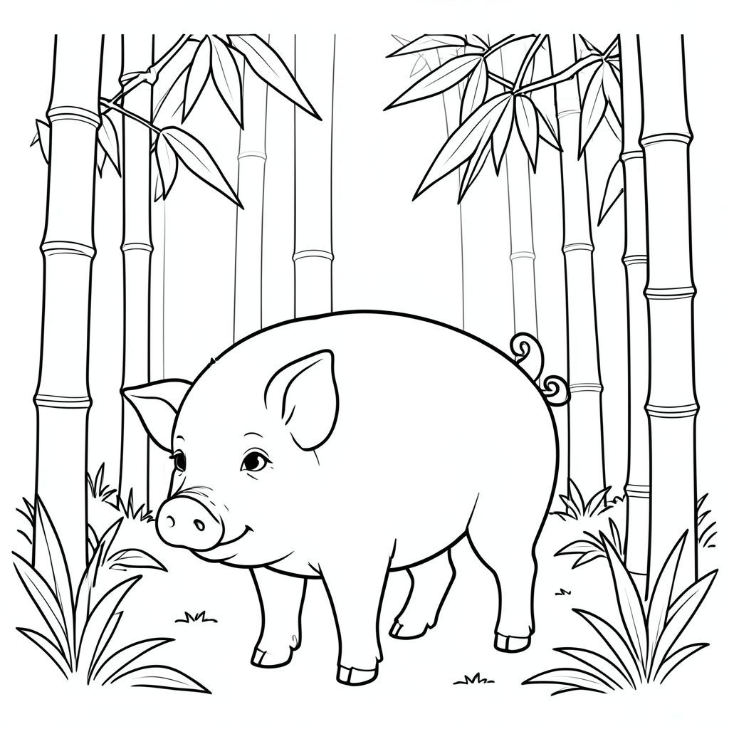solo, chủ đề đơn, một đầu, hai mắt, hai tai, bốn chân, một đuôi, tỷ lệ tự nhiên, quy mô thích hợp trong môi trường, đúng giải phẫu, Con lợn, Tre, lùm cây, thân cây cao, ấm áp, lọc, rõ ràng, đơn giản, sạch sẽ, lý lịch, rừng, trang màu, nghệ thuật đường, nền trắng, solo, chủ đề đơn, đúng giải phẫu, giải phẫu hoàn hảo