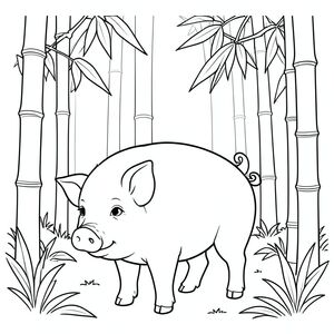 solo, chủ đề đơn, một đầu, hai mắt, hai tai, bốn chân, một đuôi, tỷ lệ tự nhiên, quy mô thích hợp trong môi trường, đúng giải phẫu, Con lợn, Tre, lùm cây, thân cây cao, ấm áp, lọc, rõ ràng, đơn giản, sạch sẽ, lý lịch, rừng, trang màu, nghệ thuật đường, nền trắng, solo, chủ đề đơn, đúng giải phẫu, giải phẫu hoàn hảo