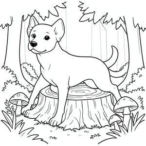 solo, chủ đề đơn, một đầu, hai mắt, hai tai, bốn chân, một đuôi, tỷ lệ tự nhiên, quy mô thích hợp trong môi trường, đúng giải phẫu,, Rừng cây, Gốc cây rỗng, nấm, rừng, đơn giản, sạch sẽ, lý lịch, lốm đốm, tán lá, Rêu, trang màu, nghệ thuật đường, nền trắng, Solo, chủ đề đơn, chính xác về mặt giải phẫu, giải phẫu hoàn hảo