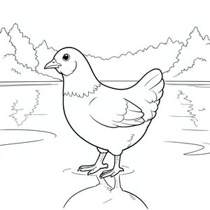 solo, một con chim, một đầu, hai mắt, một mỏ, hai cánh, hai chân, một đuôi, tỷ lệ tự nhiên, quy mô thích hợp trong môi trường, đúng giải phẫu, gà, hồ, điềm tĩnh, bình minh, sương mù, trỗi dậy, trong, nước, mịn, phản chiếu, bằng gỗ, trang màu, nghệ thuật đường, nền trắng, solo, chủ đề đơn, chính xác về mặt giải phẫu, giải phẫu hoàn hảo