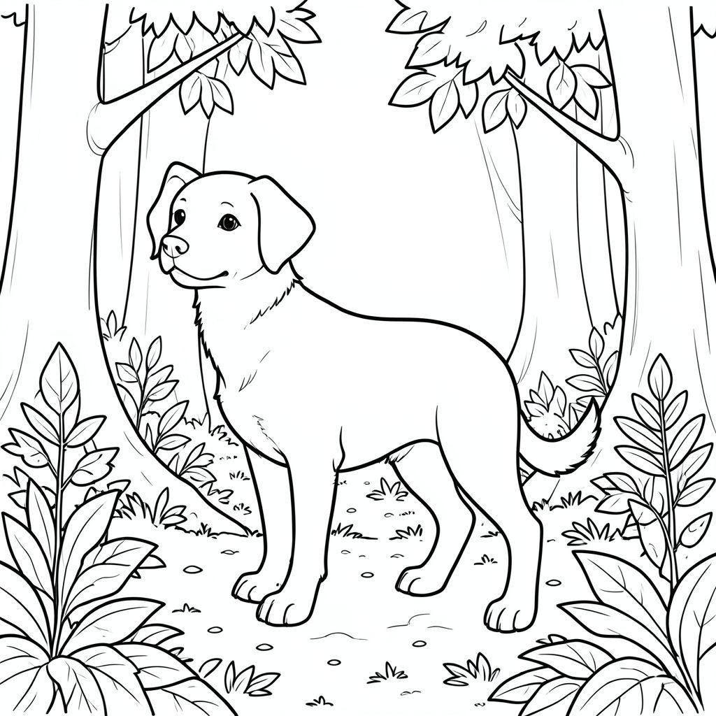 solo, chủ đề đơn, một đầu, hai mắt, hai tai, bốn chân, một đuôi, tỷ lệ tự nhiên, quy mô thích hợp trong môi trường, đúng giải phẫu,, rừng, ánh sáng mặt trời, lốm đốm, sàn rừng, lá, cây cối, chi nhánh, bụi rậm, bầu trời quang đãng, bầu trời, tô màu, nghệ thuật đường, nền trắng, solo, chủ đề đơn, đúng về mặt giải phẫu, giải phẫu hoàn hảo