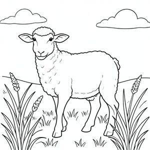 solo, chủ đề đơn, một đầu, hai mắt, hai tai, bốn chân, một đuôi, tỷ lệ tự nhiên, quy mô thích hợp trong môi trường, đúng giải phẫu, Cừu, Cỏ cao, lắc lư, Gió nhẹ, cánh đồng, đơn giản, sạch sẽ, Môi trường, lý lịch, thoáng mát, Bầu trời, trang màu, nghệ thuật đường, nền trắng, Solo, chủ đề đơn, đúng về mặt giải phẫu, giải phẫu hoàn hảo