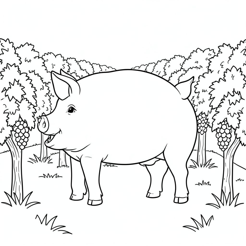 solo, chủ đề đơn, một đầu, hai mắt, hai tai, bốn chân, một đuôi, tỷ lệ tự nhiên, quy mô thích hợp trong môi trường, đúng về mặt giải phẫu, Con lợn, vườn nho, hàng, dây leo nho, ấm áp, buổi chiều, tán lá, đơn giản, sạch sẽ, lý lịch, phong cảnh, trang màu, nghệ thuật đường, nền trắng, solo, chủ đề đơn, chính xác về mặt giải phẫu, giải phẫu hoàn hảo